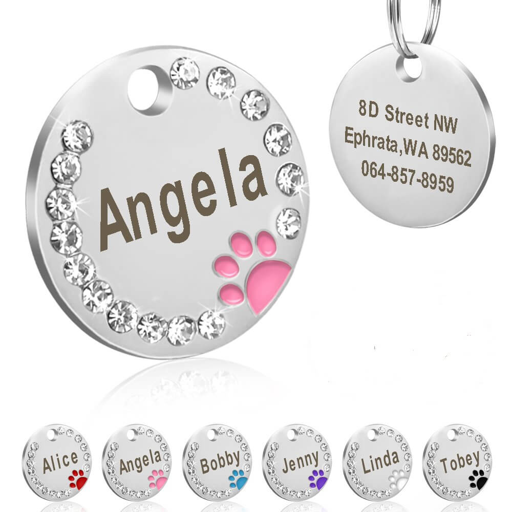 Personalised Crystal Luxury Pet ID Name Tag For Cats & Dogs