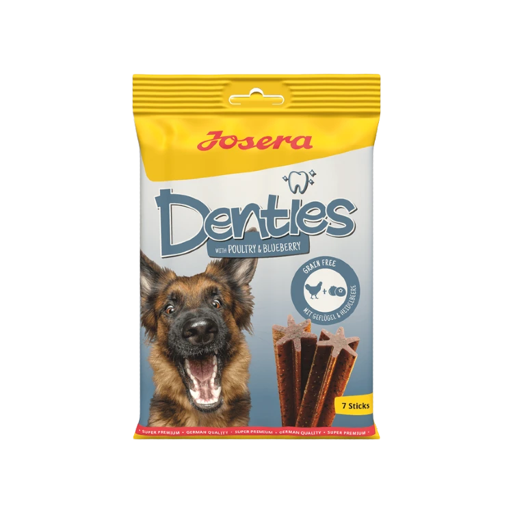 Josera Poultry & Blueberry Denties Dog Treats, Pack Of 7 Sticks