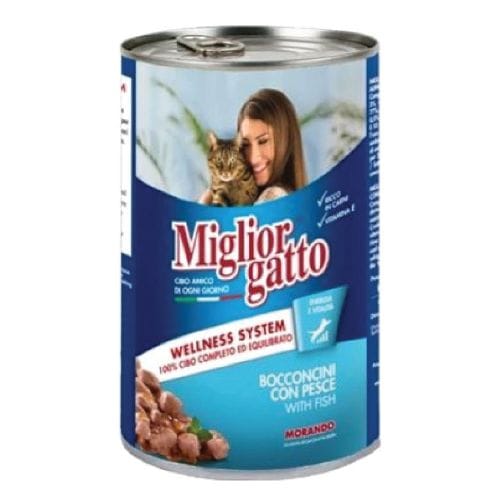 Pack Of 24 – Miglior Canned Cat Food- Fish Chunks, 405g