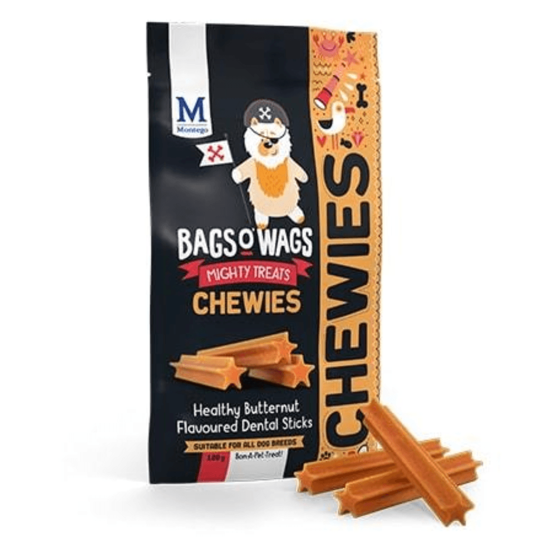Pack Of 10 – Montego Bags O’ Wags Dog Treats – Dental Sticks 120g