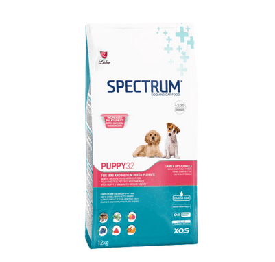 SHORT EXPIRY – CLEARANCE: Spectrum Ultra Premium Puppy Food – Puppy 32 Small / Medium Breed 12kg