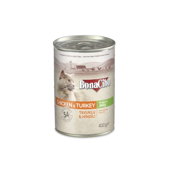 Bonacibo Canned Cat Food - Chicken & Turkey in jelly