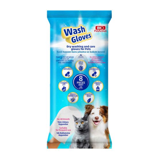 Bio PetActive Wash Gloves, Dry Washing and Care Gloves for Pets
