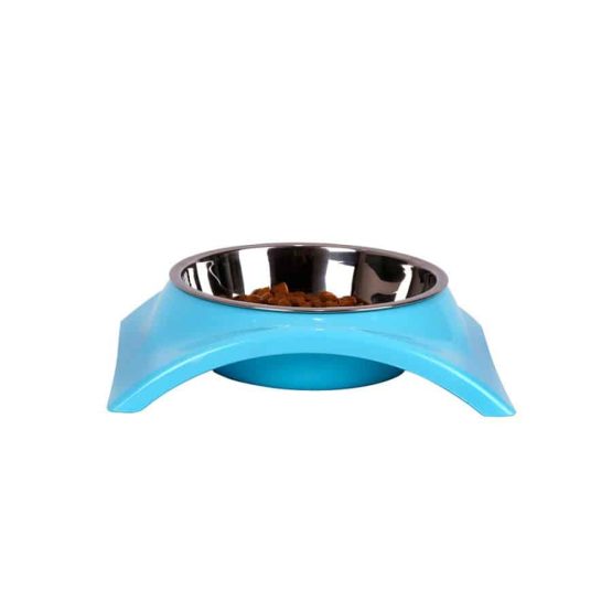 Stainless Steel Single Dog Feeding Bowl - blue